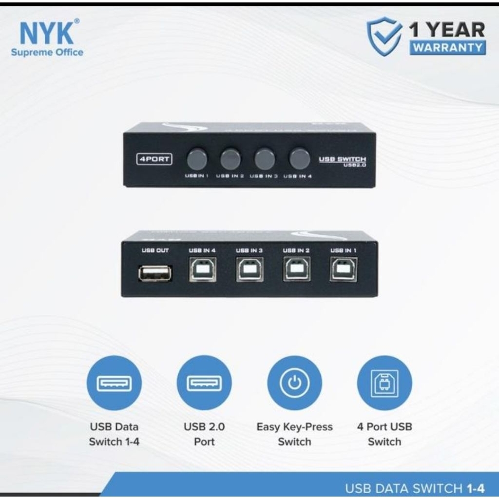 Usb Switch Manual Printer 4 Port / Data Switch 1-4 Usb Printer NYK