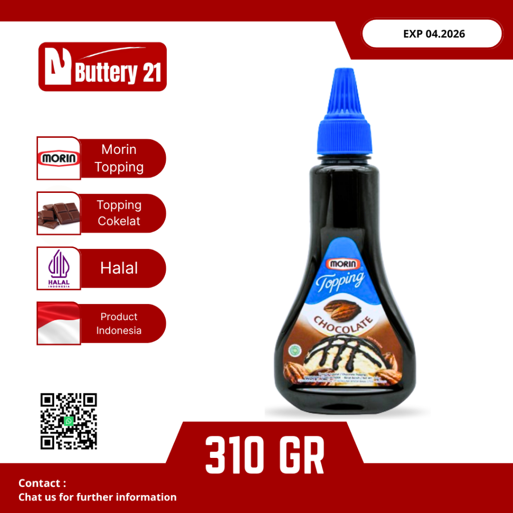 

MORIN TOPPING CHOCOLATE 310 GR/ MORIN TOPPING COKELAT/CHOCOLATE TOPPING