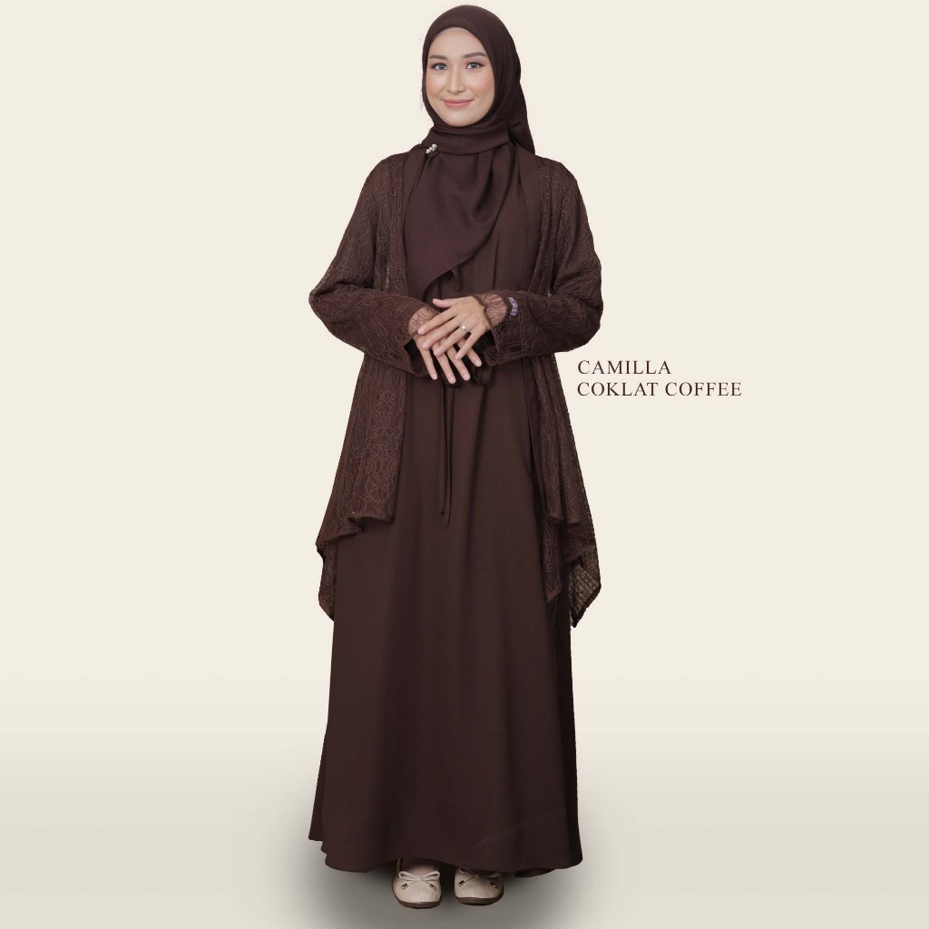Baju Kondangan Simple Elegan Dress Gamis Wisuda Brukat  Mewah Kekinian Camilla Premium By ZLY ZELIA