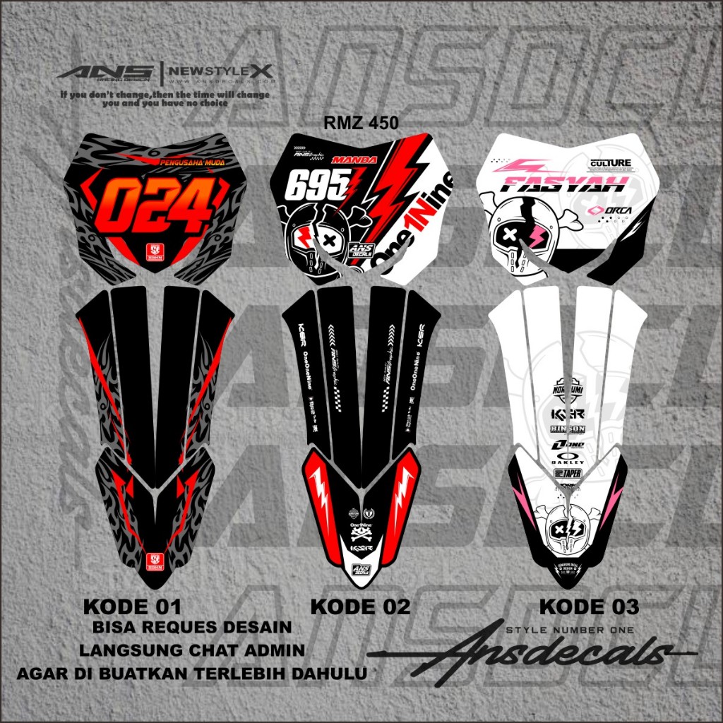 Stiker Papan Nomor Dan Sticker Spakbor Depan Rmz 450 Spakbor Rmz New Stiker Decal Papan Nomer Rmz 45