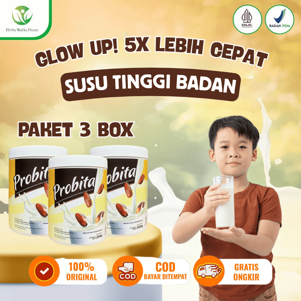 

Paket 3 Box Probita Susu Kurma - Peninggi Badan Anak Remaja & Kesehatan Tulang Dewasa - BPOM & HALAL