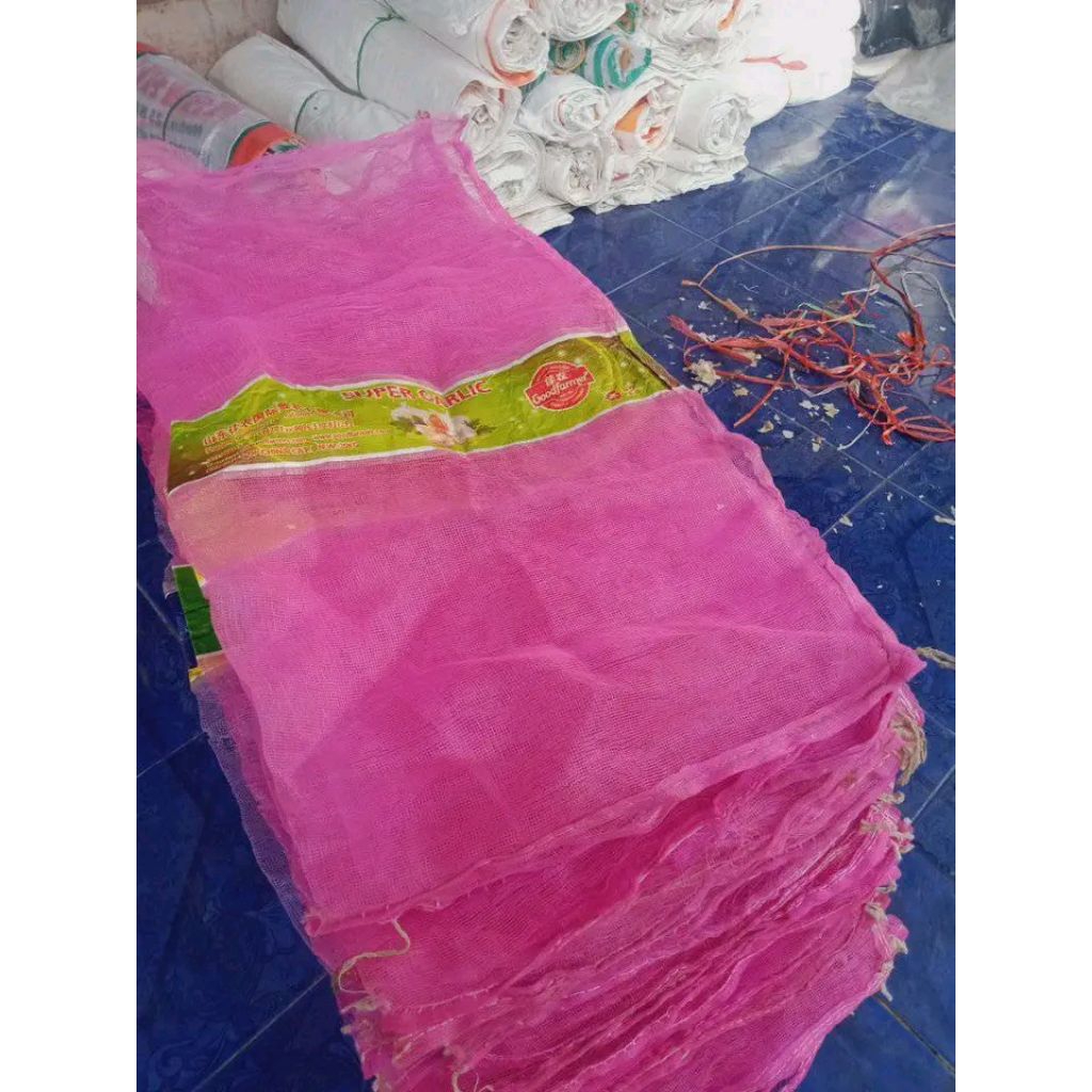 

karung bekas bawang putih / waring / pembungkus kelengkeng