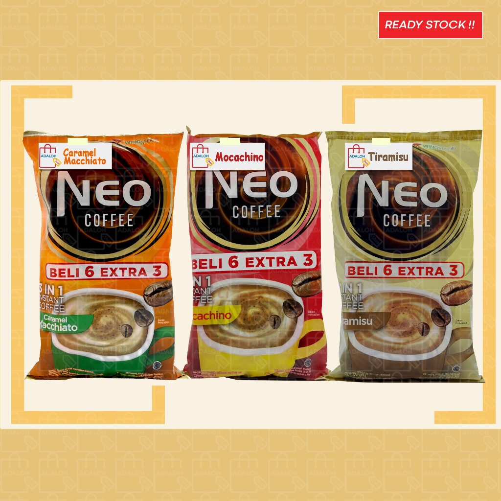 

Neo Coffee - Moccachino, Caramel Machiato, dan Tiramisu (Isi 6+3 SACHET @20 Gram)