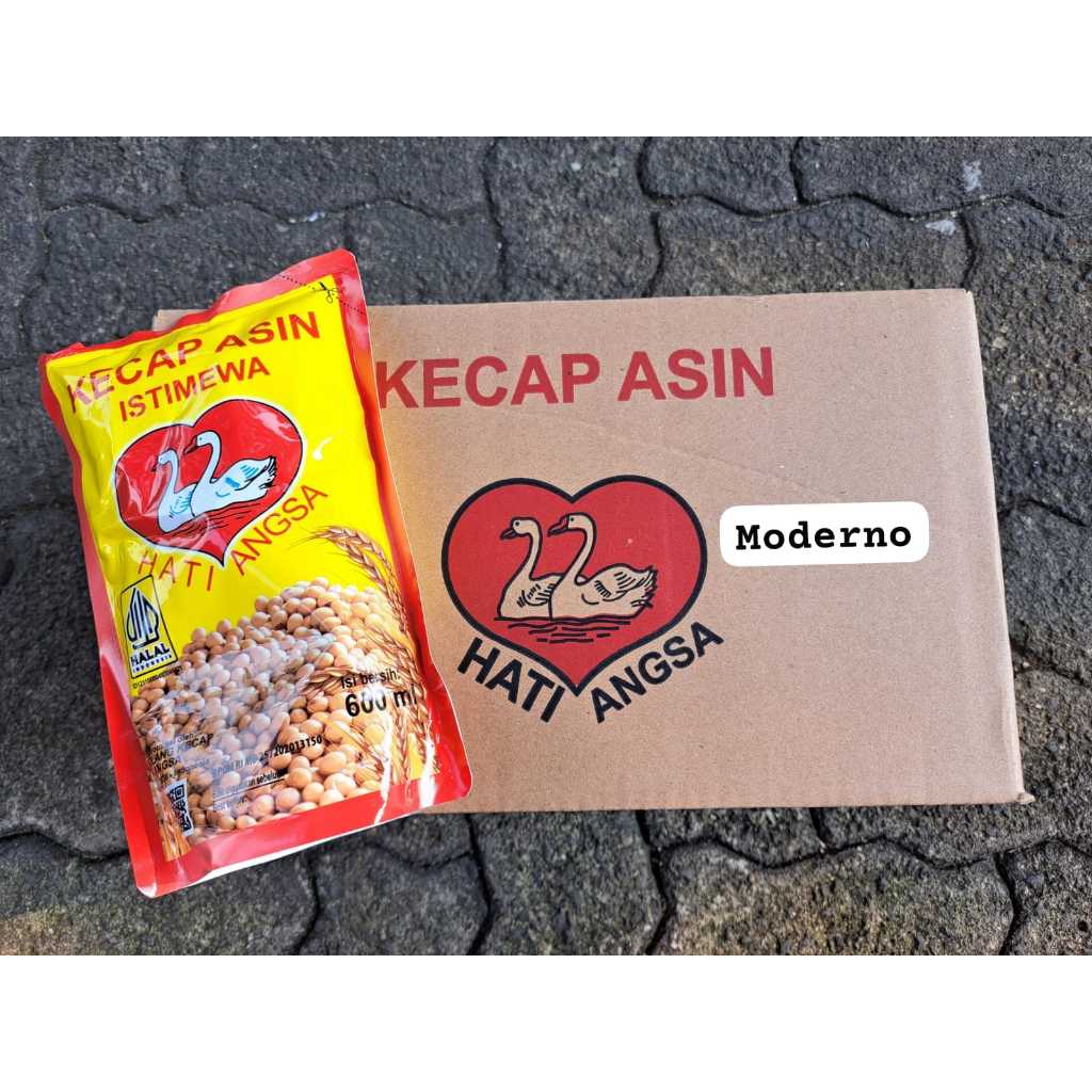 

Kecap asin cap hati angsa 600ml perkarton isi 12 pack - Kecap asin hati angsa Pouch 600ml