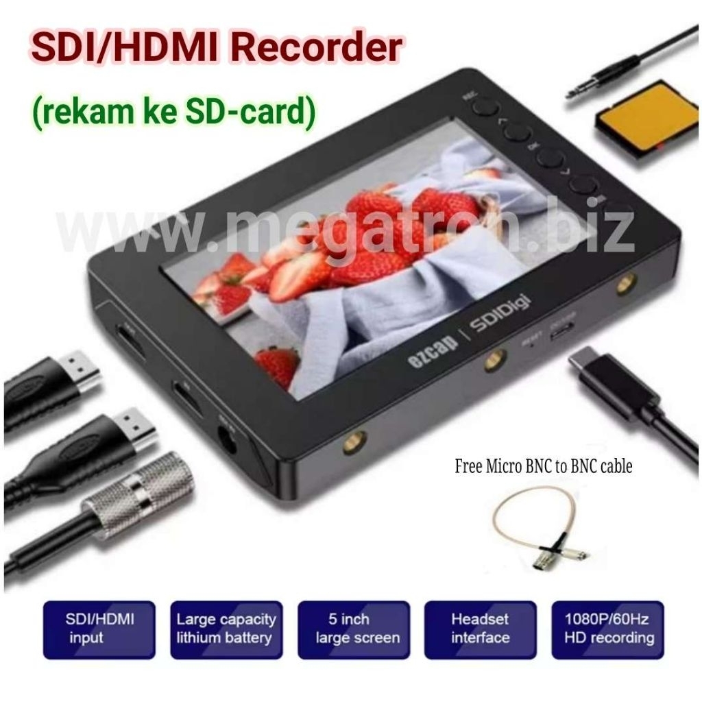 SDI / HDMI Recorder (rekam ke SD-Card) - Layar 5 inch - bisa playback