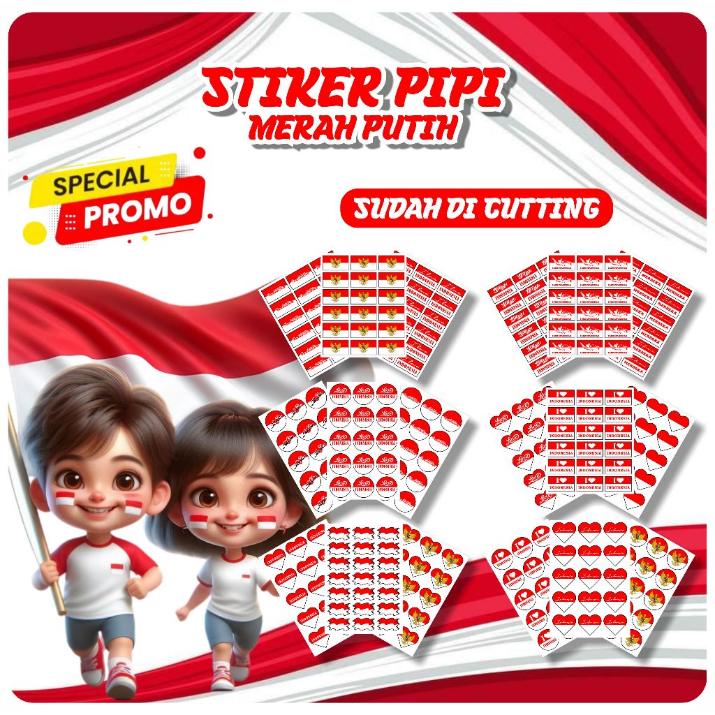 

Sticker Pipi Merah Putih Lembaran - Stiker Cutting Tempelan Pipi Bendera TERMURAH