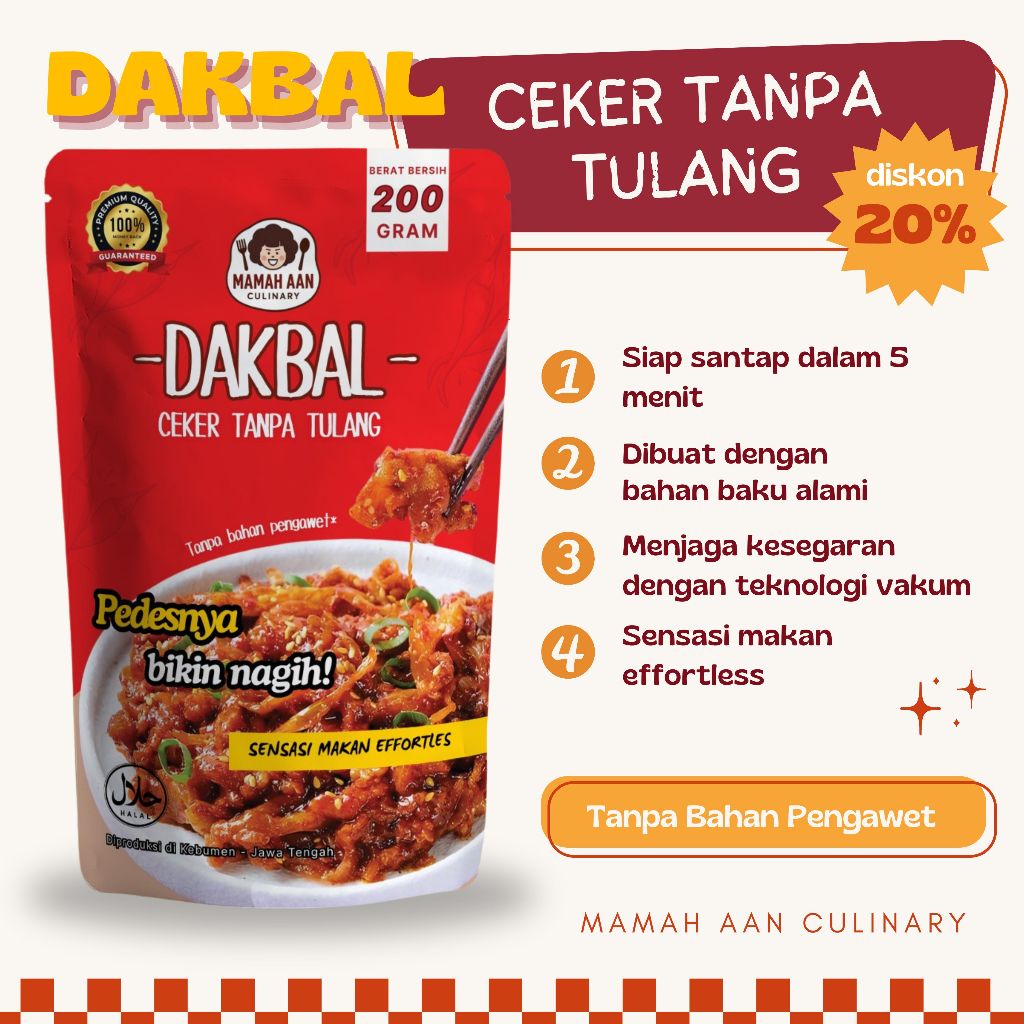 

MAMAH AAN DAKBAL CEKER TANPA TULANG - Boneless, Pedes, Gurih, Siap Makan, Tanpa Bahan Pengawet