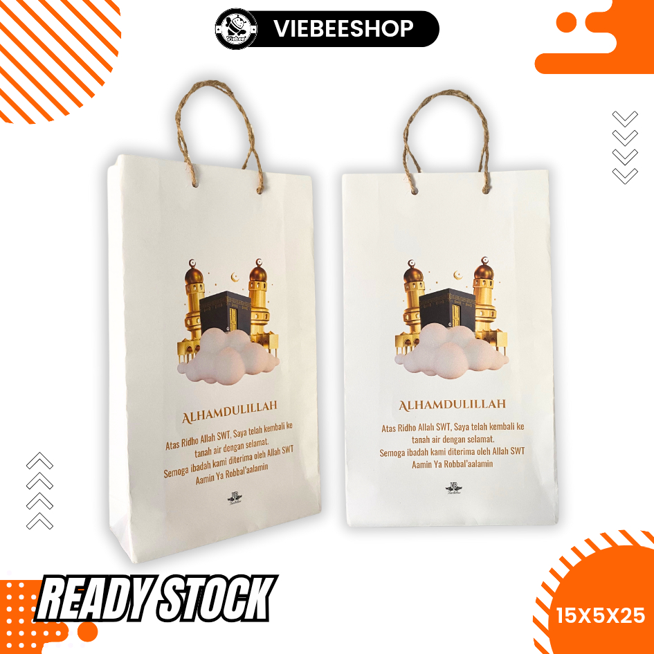 

Paperbag Souvenir haji umroh warna putih ready siap kirim UK -+15x5x25