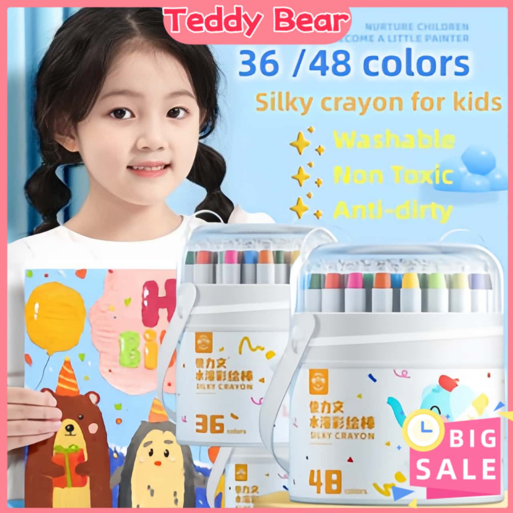 

【Ready Stock】Crayon Putar Washable 36/48 Color Crayon For Kids Tidak Beracun yang Dapat Dicuci Seni Gambar Pastel Minyak Crayon Tidak Kotor Ditangan Washable Non Toxic Krayon Anak