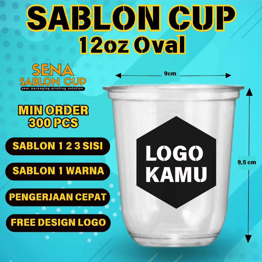 Sablon Gelas Cup 12 oz Oval / Sablon Gelas cup / Sablon Cup / Sablon Cup Murah