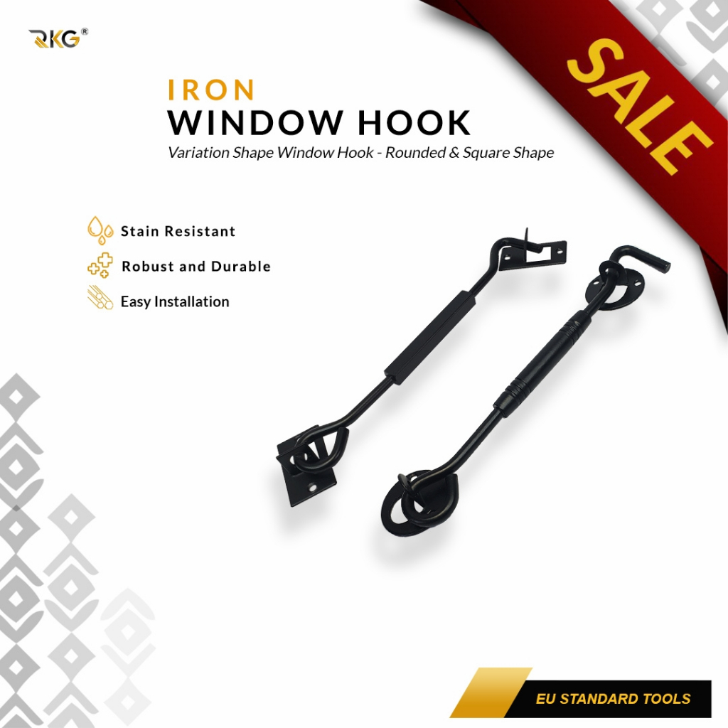 Hak Angin Jendela Window Hook Stainless 8 Inch Hitam