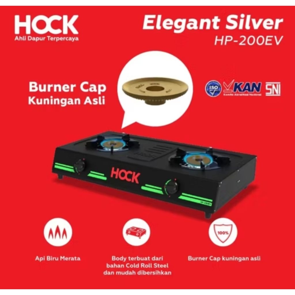 KOMPOR GAS HOCK 2TUNGKU ELEGANT SILVER