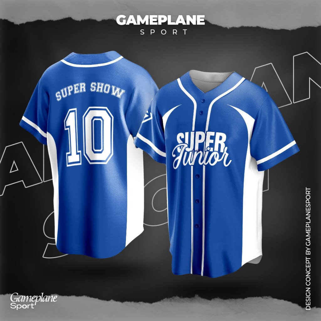 GAMEPLANE -  Kaos Baju Jersey Baseball SUPER JUNIOR SUPER SHOW 10 ART 1 Custom Desain Full