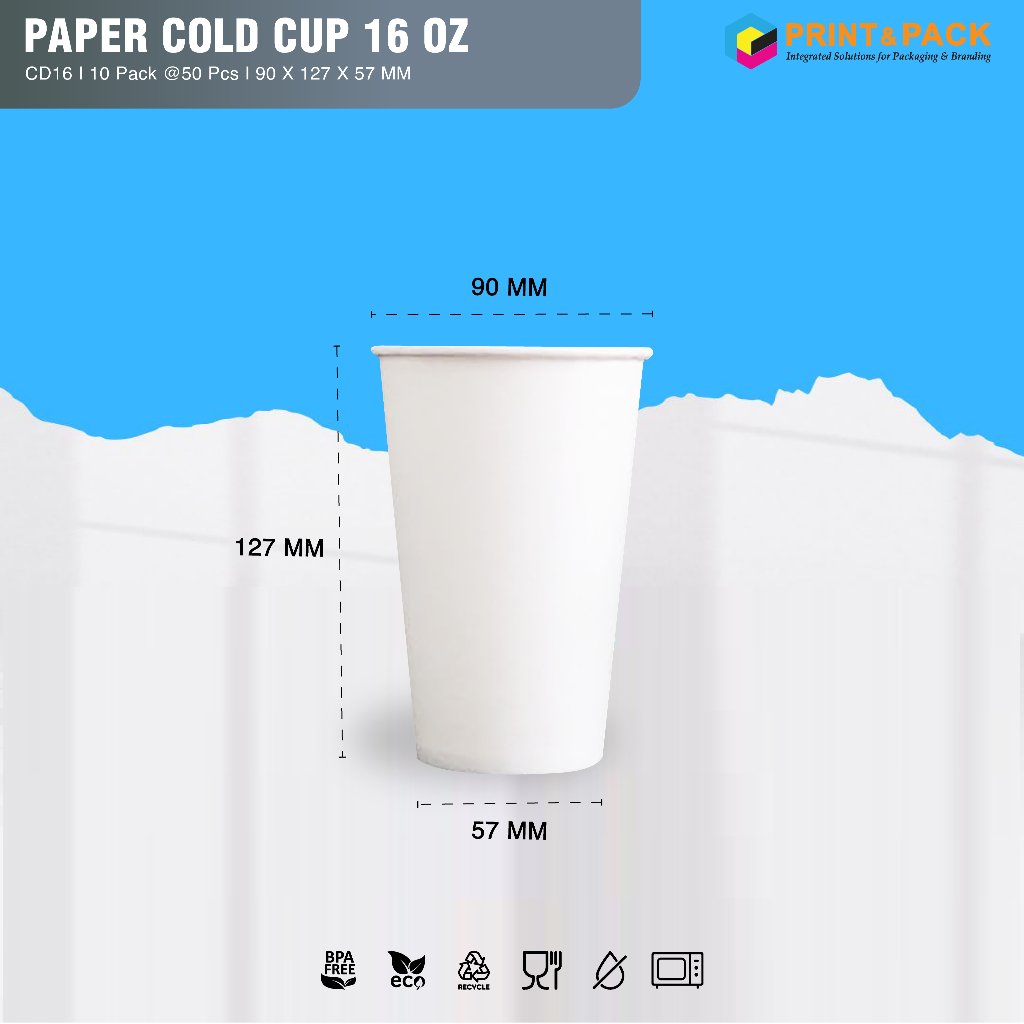 

Paper Cold Cup 16oz TANPA TUTUP isi 50 pcs / Gelas Kertas Murah 480ml