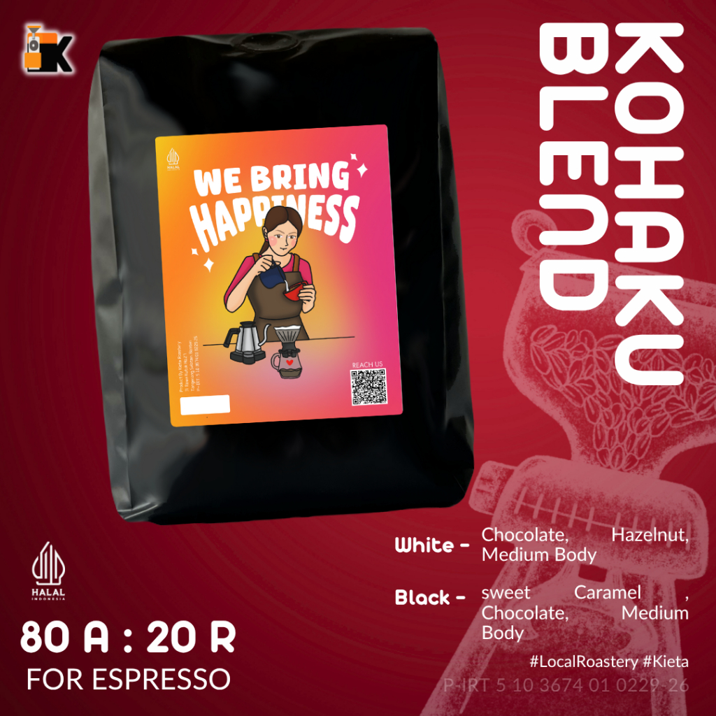 

Kieta Roastery - Biji Kopi Kohaku Espresso Blend 80% Arabika 200g/ Bubuk Arabica Roasted Coffee Bean