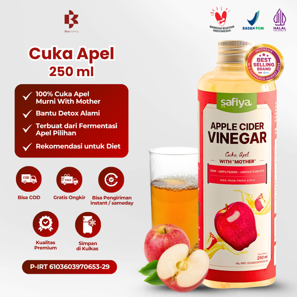 

Cuka Apel Asli 250 ml - Apple Cider Vinegar With The Mother Original