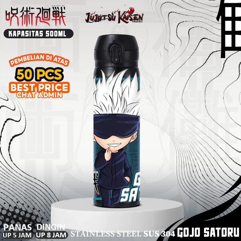 Botol Minum Custom Tumbler ANIME Jujutsu Kaisen Demon Slayer Blue Lock Vacuum Tumbler