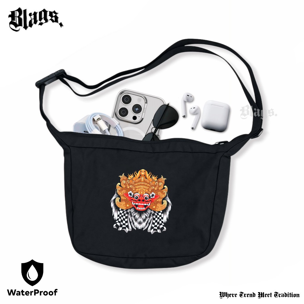 Sling Bag Pria Tas Canvas Barong Bali Tas Slempang Pria Waterproof Tas Cowok Tas Sekolah