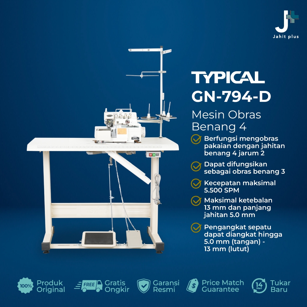 Mesin Obras 4 Benang TYPICAL GN794D / GN-794D Servo Direct Drive Motor