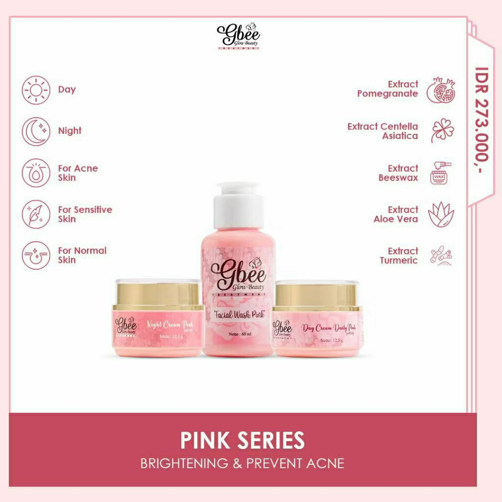 PROMO SKINCARE GBEE GLOW BEAUTY TREATMENT/Paket Normal Pink Gbee Glow Beauty