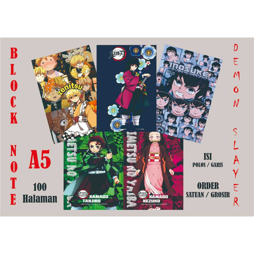 

BLOCK NOTE ANIME DEMON SLAYER A5 TEBAL 100 HALAMAN