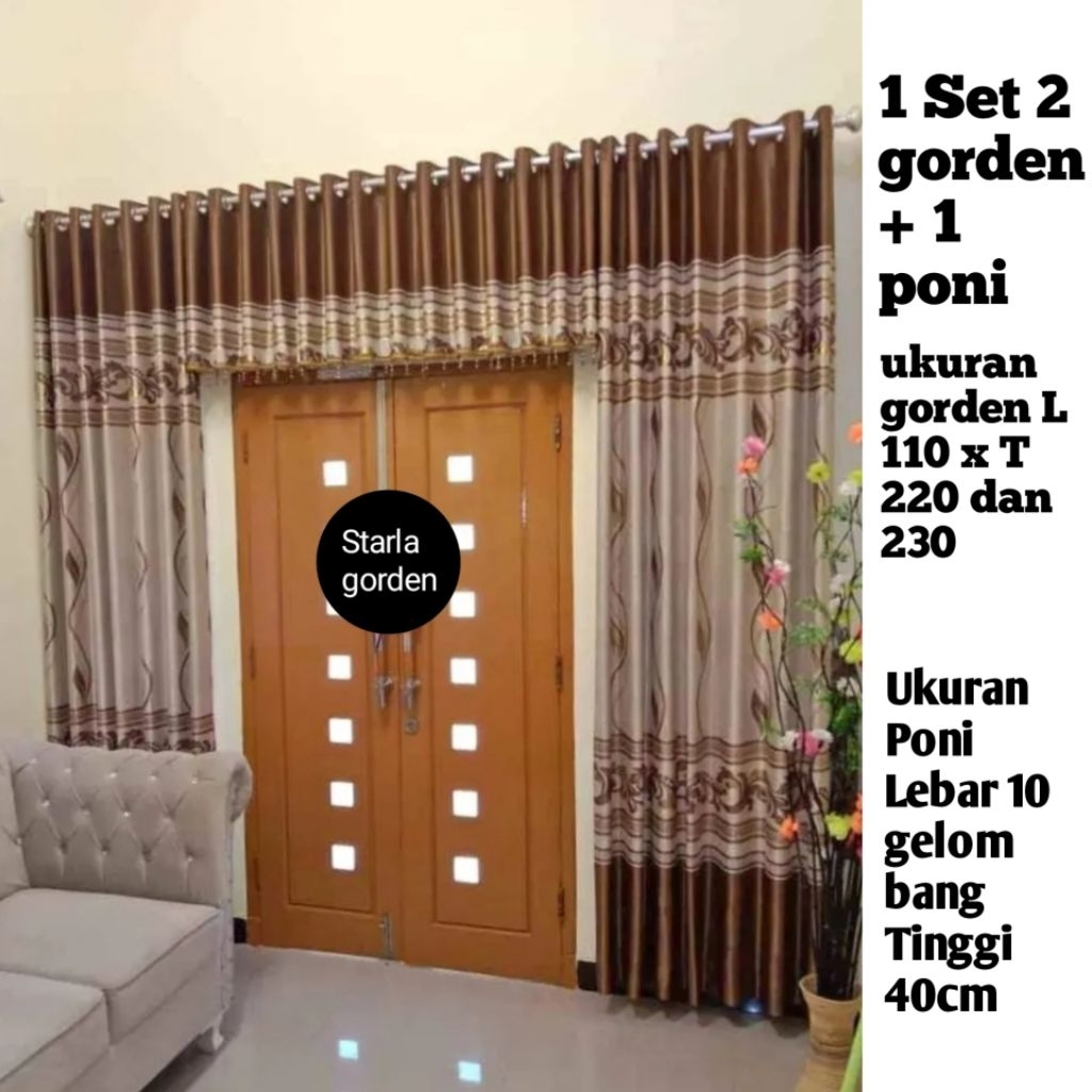 Gorden Satu Set Lengkap Dengan Poni Loster Gorden Jendela Kupu Tarung Bahan Blackout Import Motif