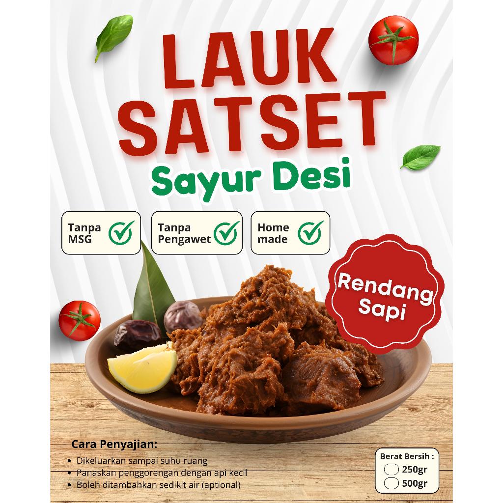

Lauk Satset Rendang Sapi 250gram Sayur Desi