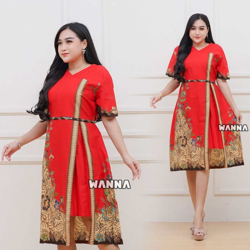 DRESS BATIK NATAL DRESS PESTA ELEGAN ATASAN WANITA CANTIK