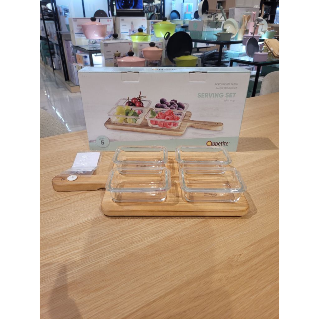 Informa serving set kaca dengan nampan