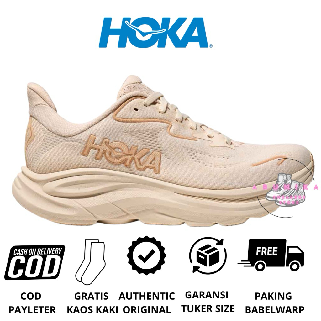 Sepatu Running Wanita Hoka Original Hoka Clifton 10 Vanilla Brich