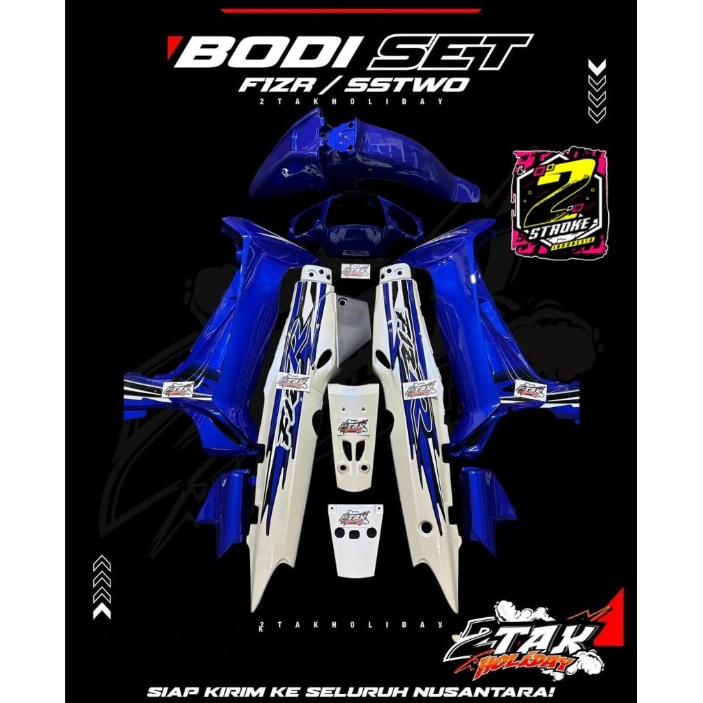 fullset cover body halus Yamaha FizR Fiz fisr Fis decal custom warna putih biru terbaru