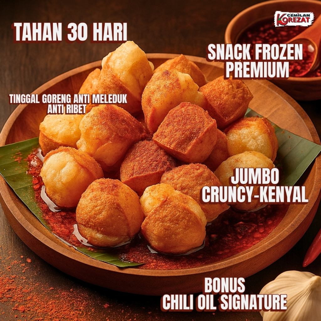 

Tareng Gourmet Chili Oil Korezat – Frozen Tahu Cireng Khas Garut Siap Goreng + Bonus Chili Oil