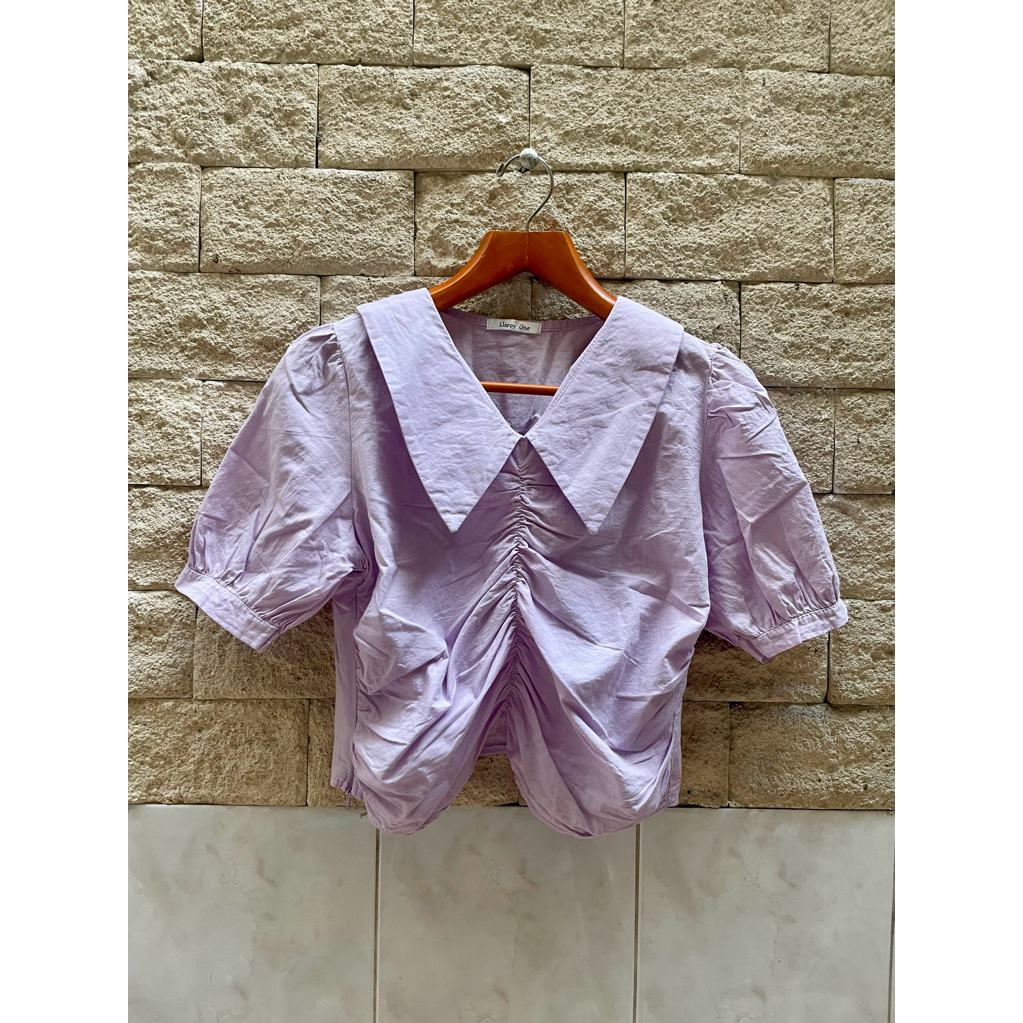 Baju Atasan Crop Ungu Perempuan New Zara look alike