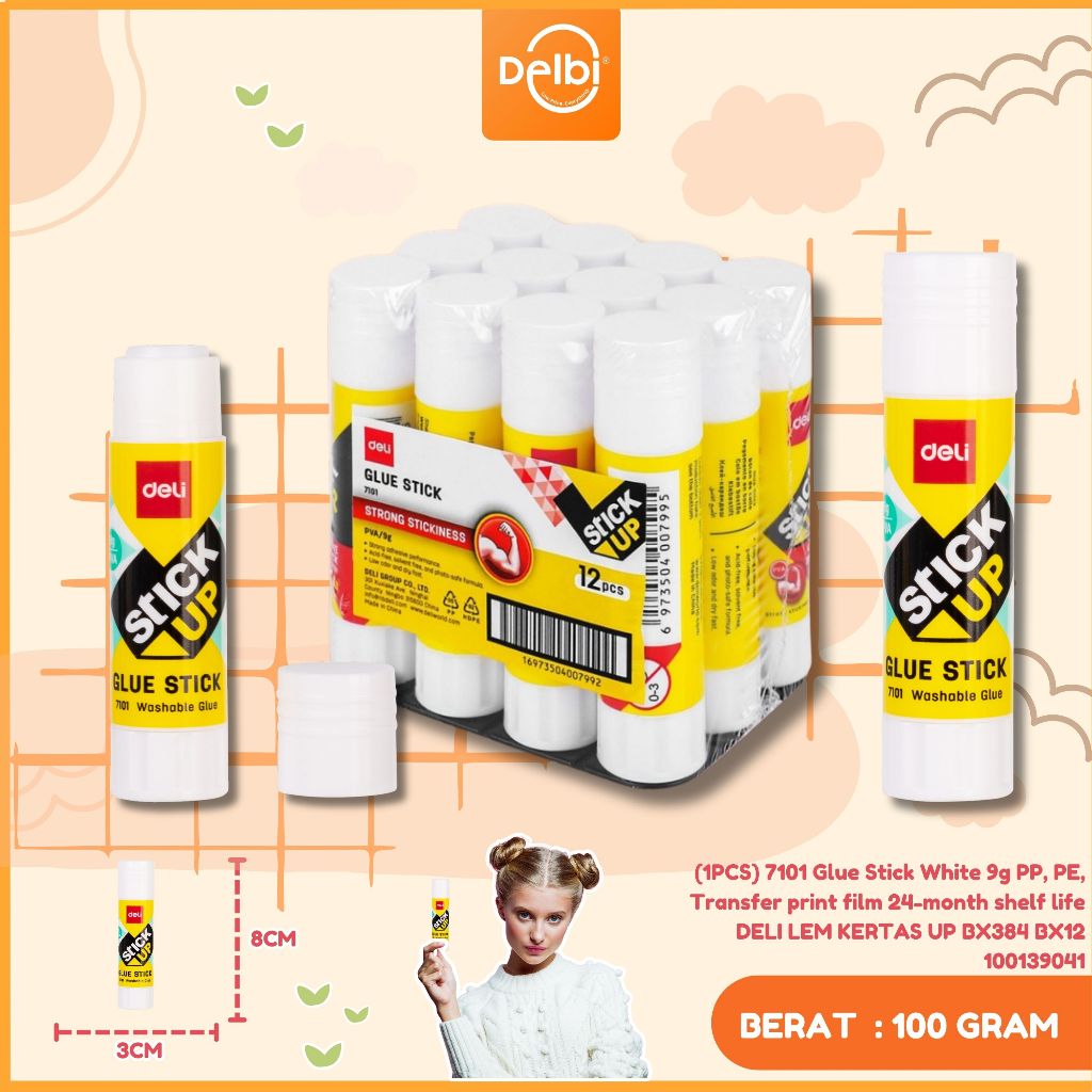 

Deli Glue Stick / Lem Kertas Batangan 9 gr Daya Rekat Kuat Mudah Digunakan (1PCS) 7101 GLUE STICK WHITE 9G PP
