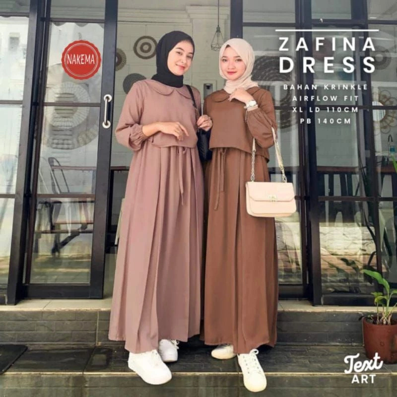 dress maxi serut gamis wanita serut kupu crinkle airflow premium