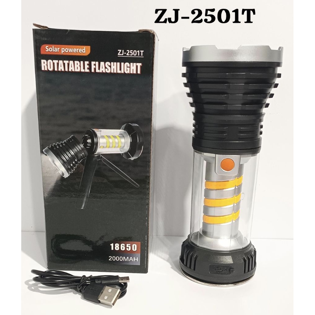 Senter Multifungsi Kepala Flexible 2 Cahaya Sorot Putih Cob Kuning - Lampu Camping