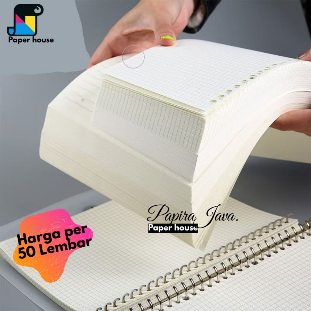 

Loose Leaf A5/B5/A4 Isi Binder Kertas File 50 Lembar Garis Polos Titik Kotak
