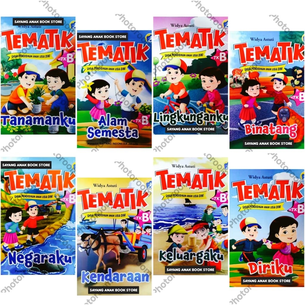 Paket Buku Tk Tematik Tk B Untuk Anak Paud & Tk Hvs Putih ( Isi Paket 8 Buku )