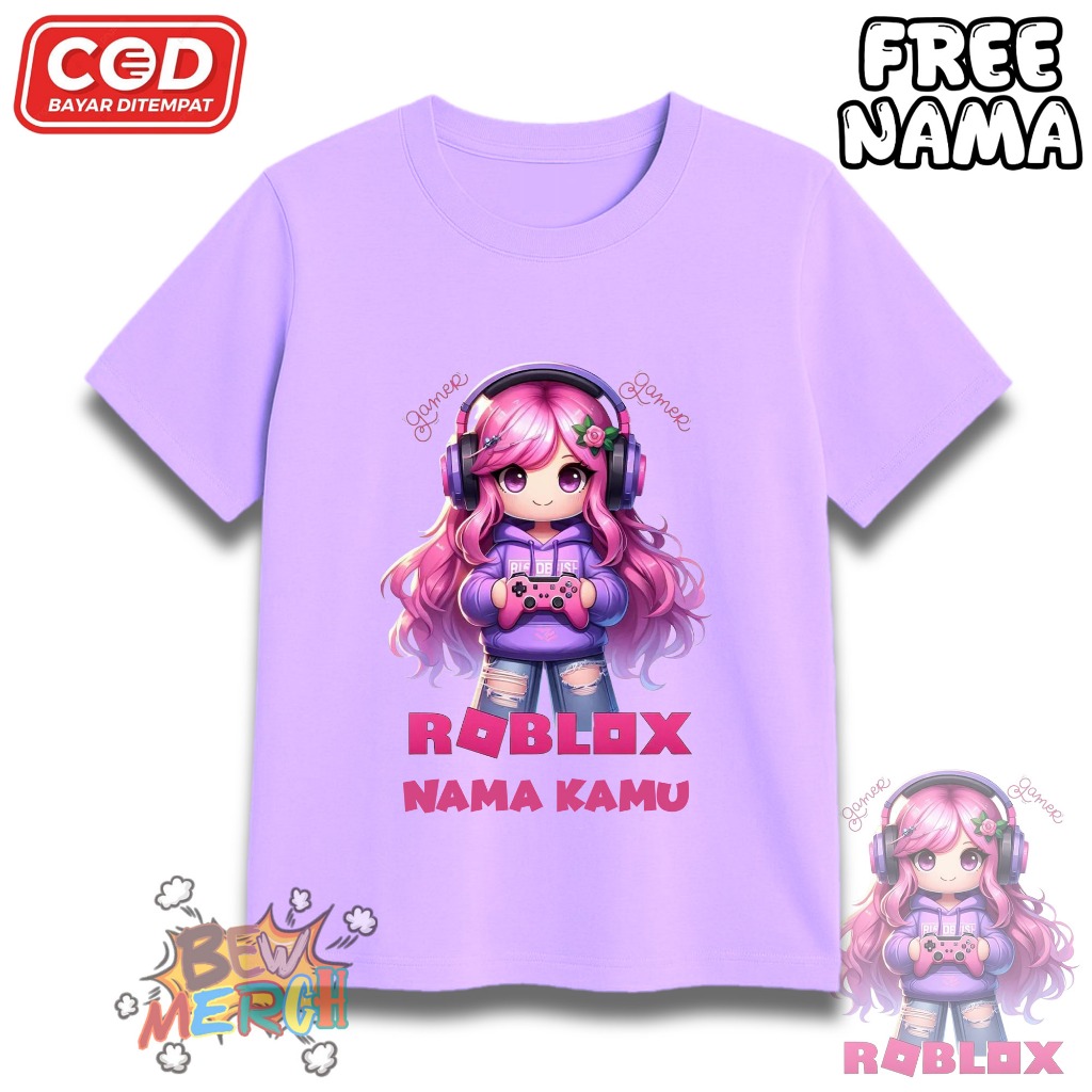 Kaos Anak ROBLOX CEWE GAME - T shit anak ROBLOX - Kaos Anak Free Nama