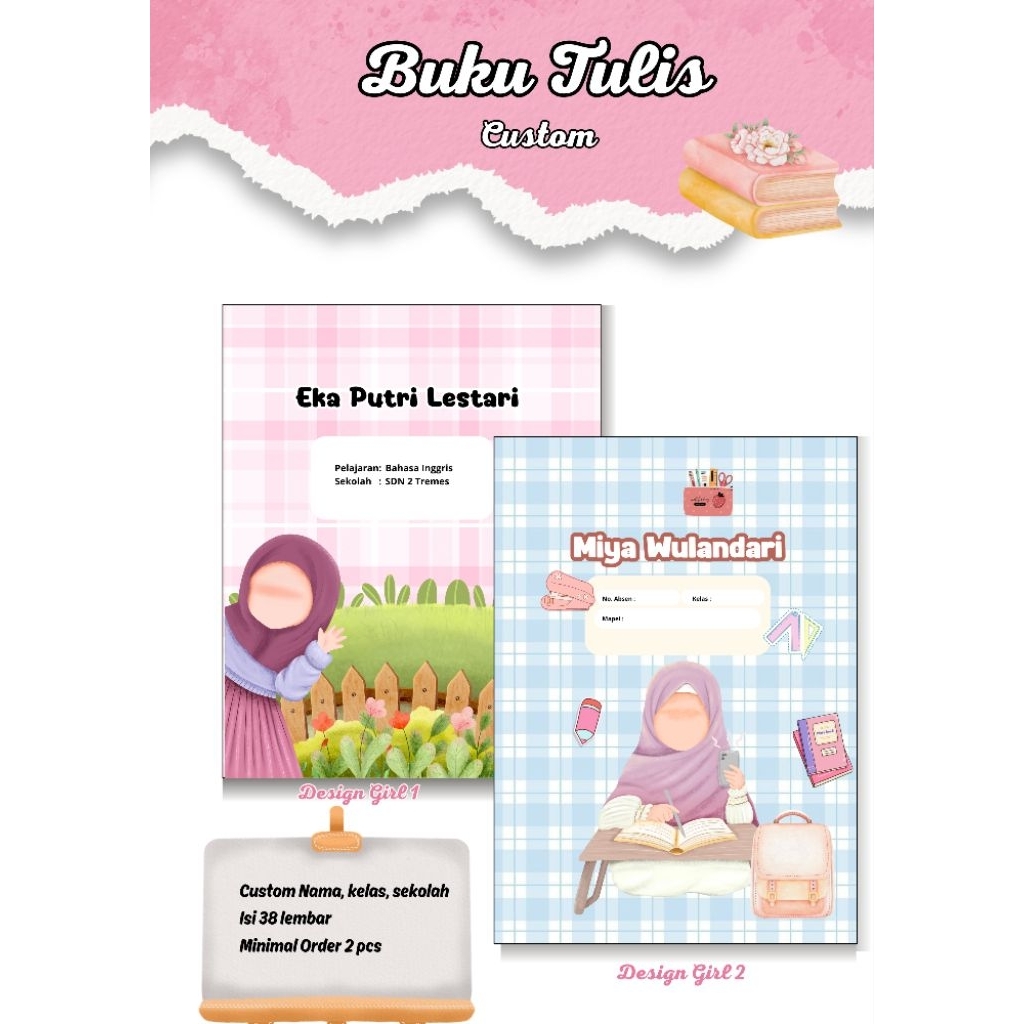 

Buku Tulis Custom Nama sekolah Pelajaran