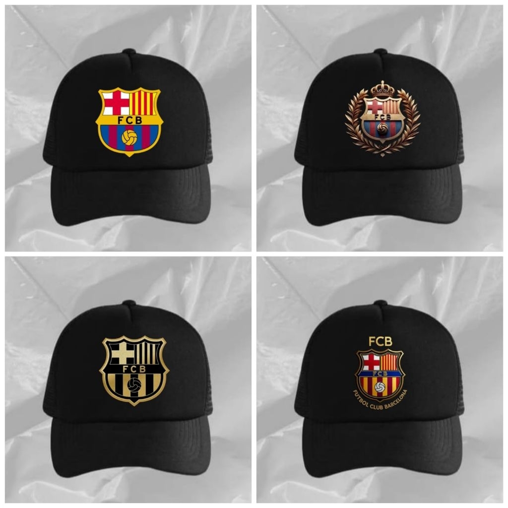 Topi pria wanita logo bola barcelona/Topi base ball/Topi jaring/Topi distro keren