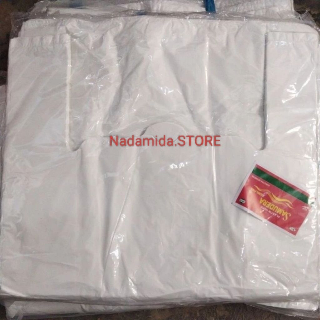 kresek isi 50 per pack nya warna putih#kersek wadah berkat muat buat 10kg beras