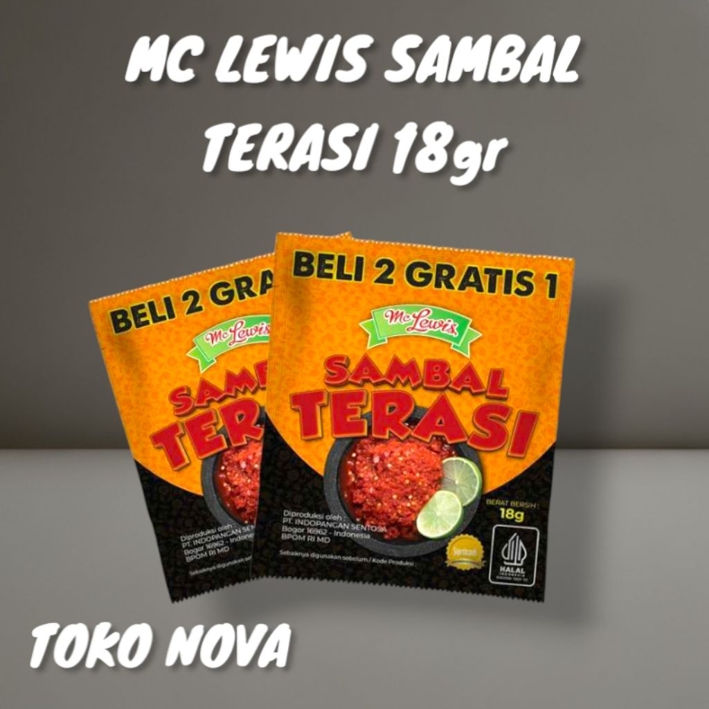 

SAMBAL TERASI MC LEWIS 18GR SACSET @10PCS