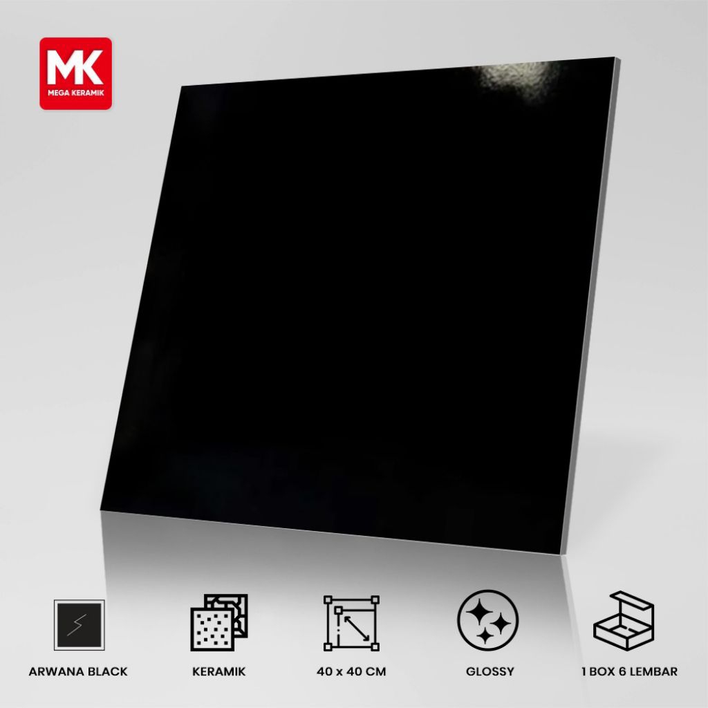 Keramik Lantai Glossy Arwana Black 40x40