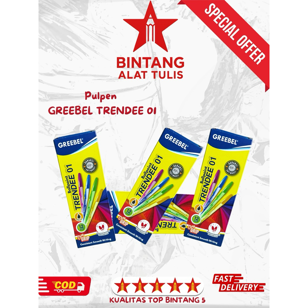 

[PACK] Pulpen Greebel Trendee 01 / 02 0.5 mm | Ballpoint Smooth Writing & Easy Grip | Original