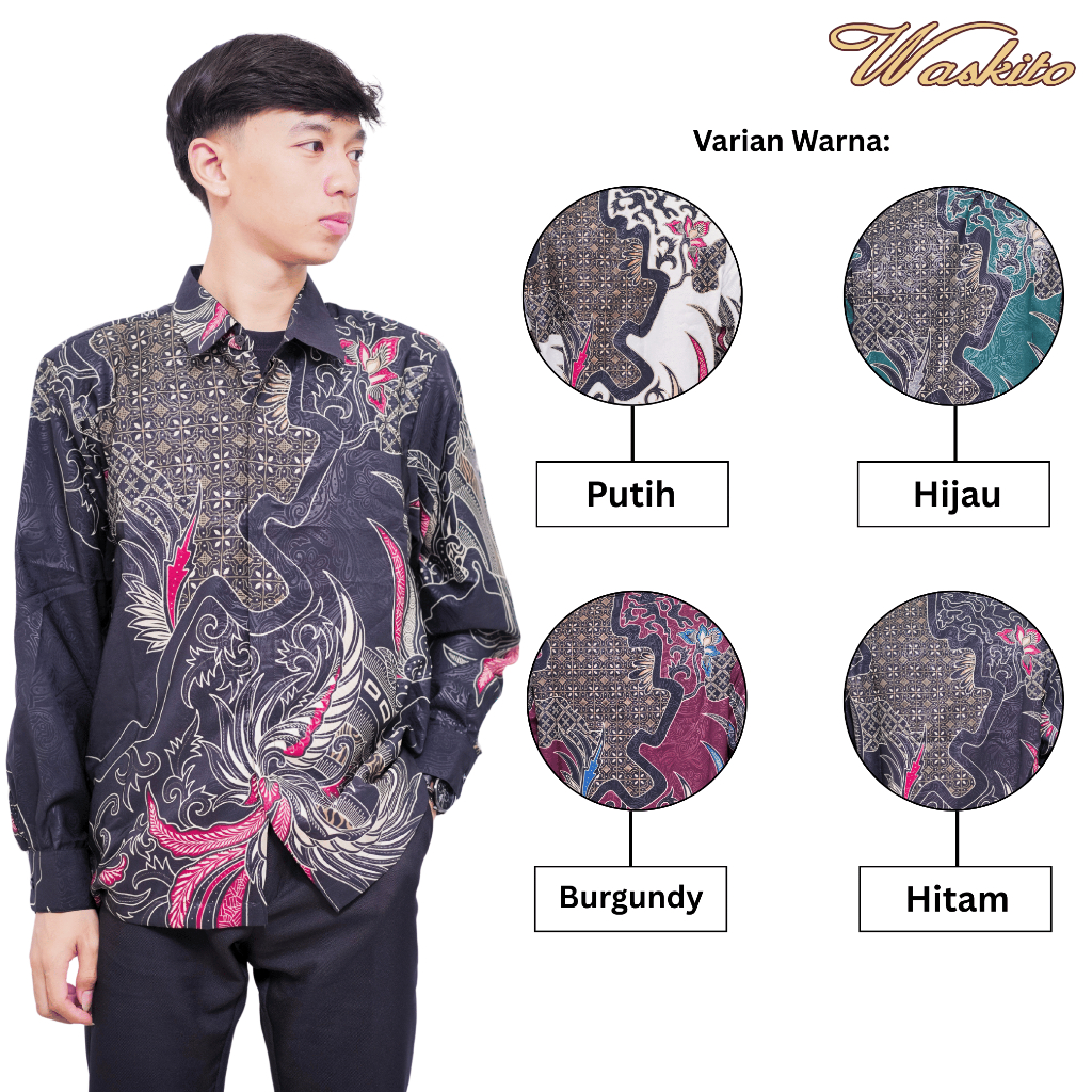 Waskito Kemeja Batik Katun Pria Emboss Furing Lengan Panjang Feding Busa di Bahu Cakra Mandala101304