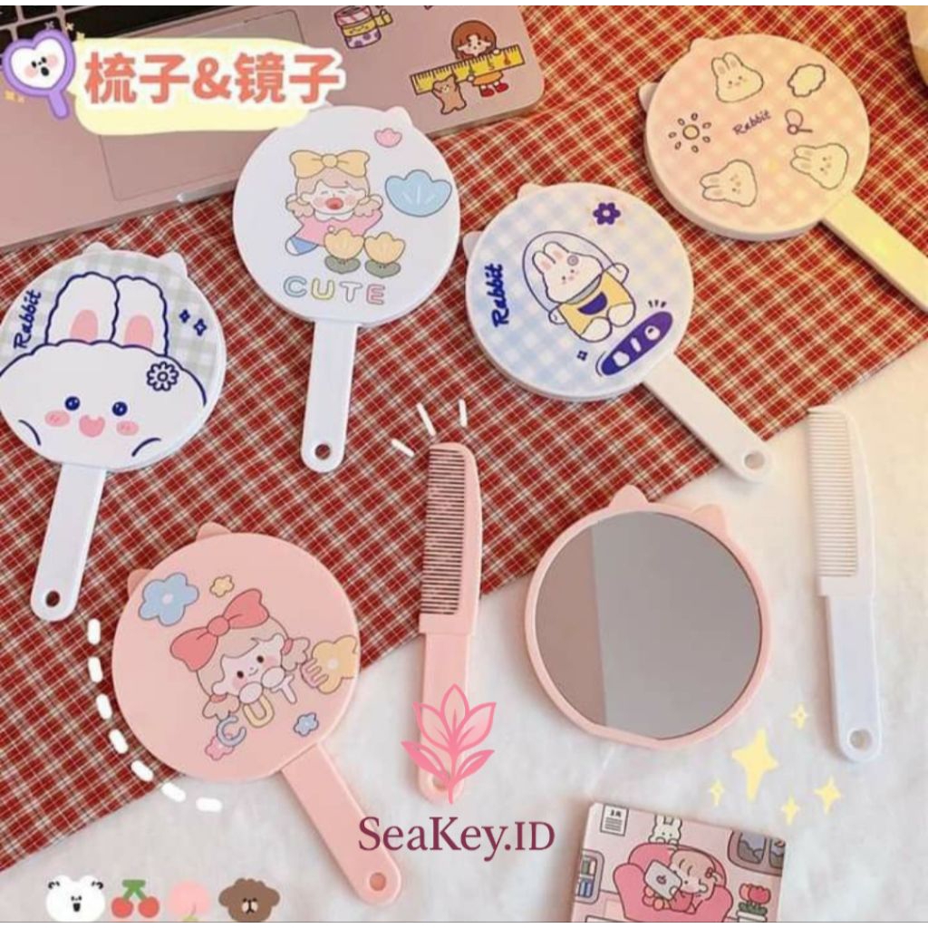 Set Cermin & Sisir Karakter Lucu untuk sisir dan bercermin cocok untuk di bawa sekolah