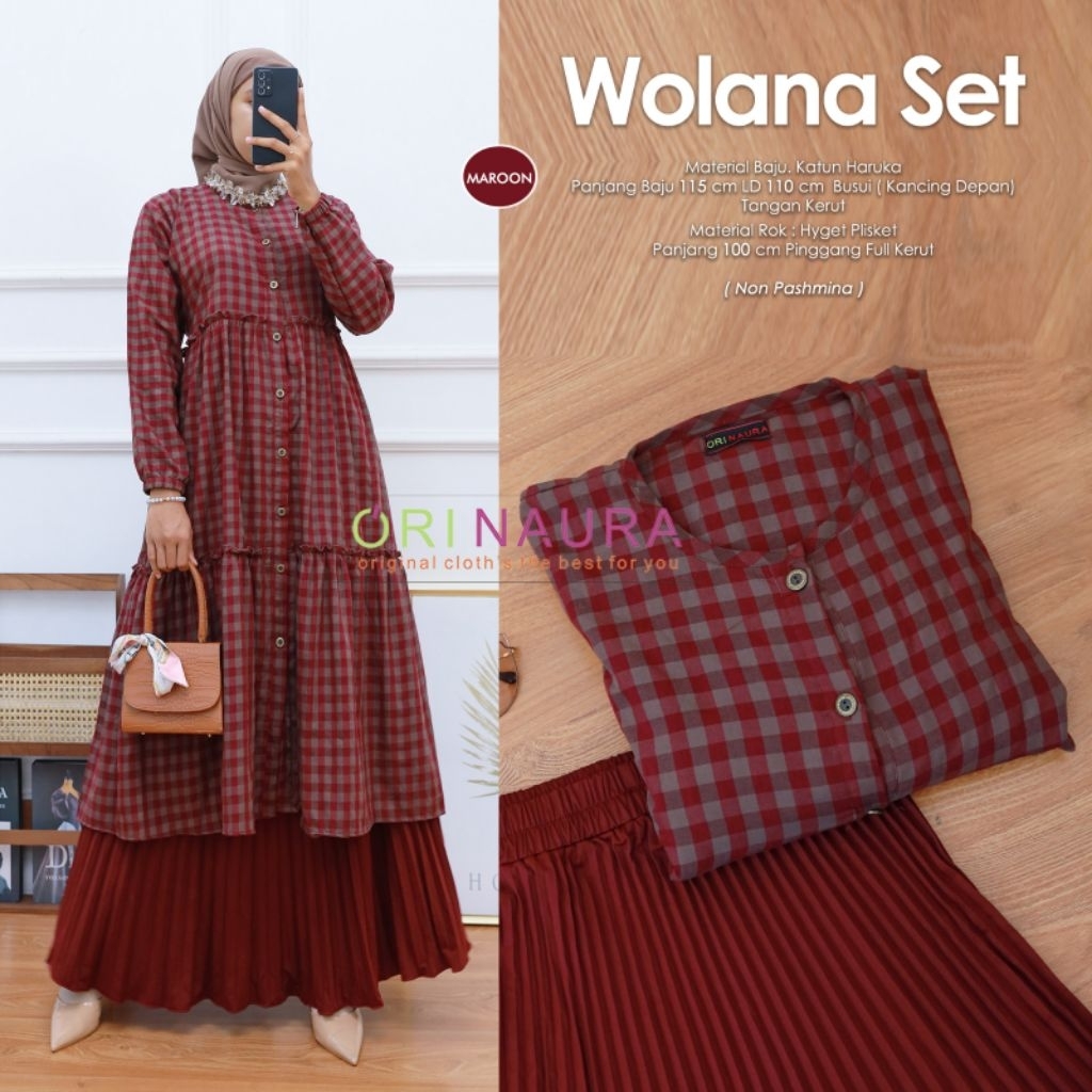 Setelan Long Tunik Mix Rok Plisket Dengan Bahan Katun Haruka Andini Set#1#2#3#4#5//Zeza Set #1#2// K