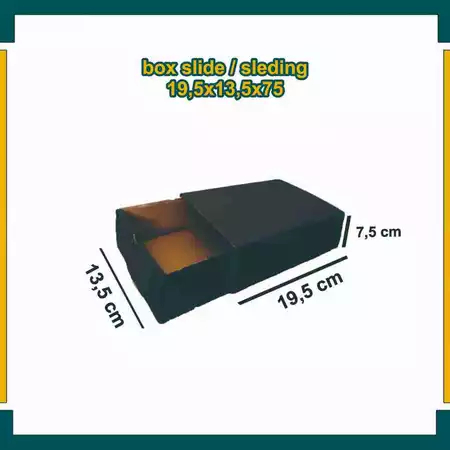

(10pcs) Sleding Box Kemasan Hampers Kado Hadiah Souvenir KOtak Size 19x13x7cm Motif Hitam Polos