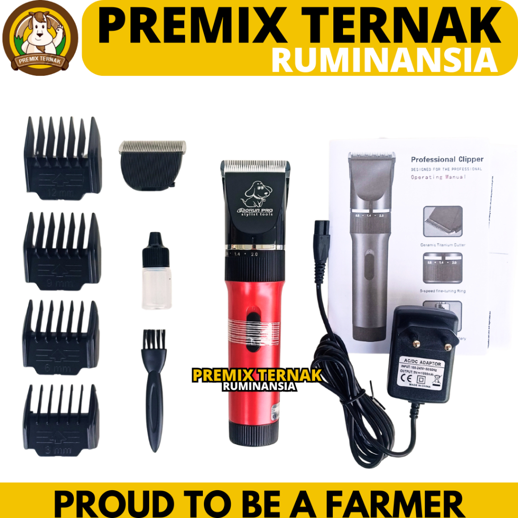 BAORUN P6 MERAH - Alat Cukur Hewan Elektrik untuk Bulu Domba - Mesin Cukur Domba Anjing Kucing Kambi